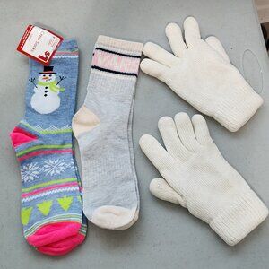Crew Socks 2 Pair, And Gloves.